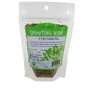 Organic 5 Part Salad Sprouting Seeds Mix (4 ounces)